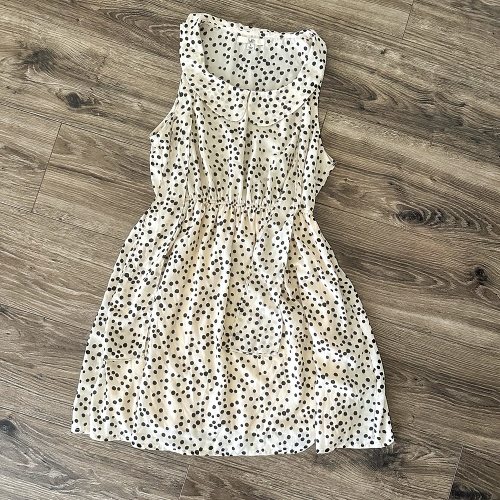 Ya Los Angeles Cream and Black Polka Dot Sleeveless Sundress